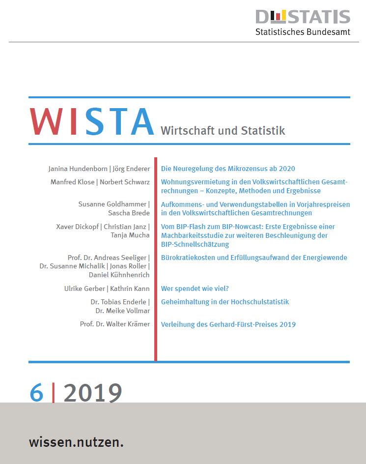 Abbildung: Titelseite des Magazins Wirtschaft und Statistik, Ausgabe Juni 2019